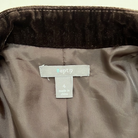 Brown Velvet Blazer Size 4 Floral Embroidered Fully Lined Stand Collar - Picture 8 of 10